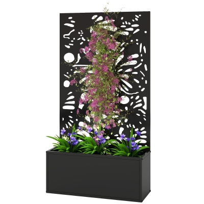 Outsunny Metal Garden Bed with Trellis, Wall-Mounted or Freestanding