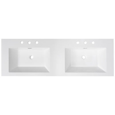 60-inch Resin Vanity Top with Undermount Rectangular Double Sinks, Undermount Sink Countertop with Built-In Overflow, 59'' L x 19.5'' W x 7'' H, White