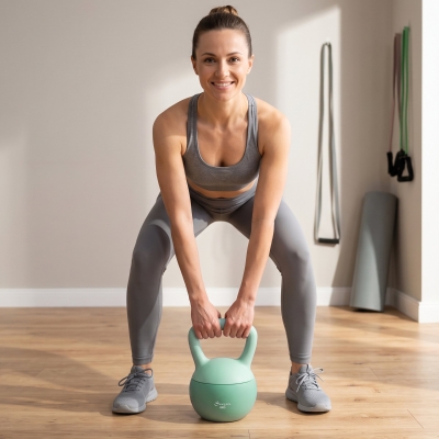 Soozier 18 lb Soft Kettlebell, Sand Filled Weight w/ Grip Handle, Kettlebell Weight for Full Body Workout, Green