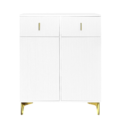 Elegant Sideboard with Push-To-Open Mechanism, Versatile Shoe Cabinet for Hallways and Entryways, 32.5" L x 13.5" W x 39.5" H, White