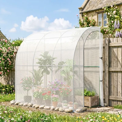Outsunny 7' x 4' Outdoor Lean-to Greenhouse, White