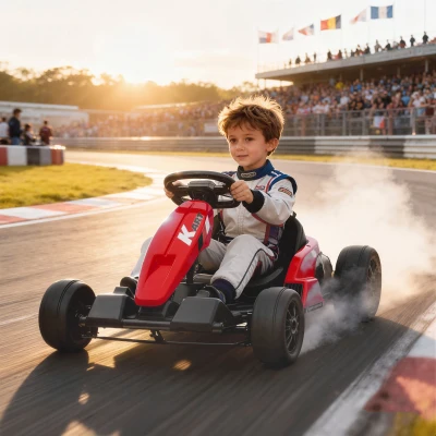Qaba 24V Electric Go Kart with Adjustable Seat & 11.2MPH, Red
