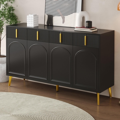 Spacious Sideboard with Adjustable Shelves, Versatile Storage Cabinet for Living and Dining Rooms, 47" L x 15" W x 32.5" H, Black