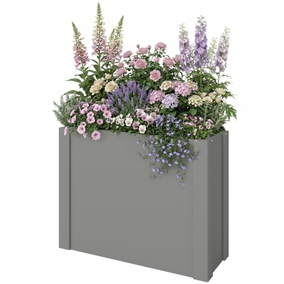 Outsunny Raised Garden Bed Galvanized Planter Box, 2.6 x 1 x 2 ft, Gray