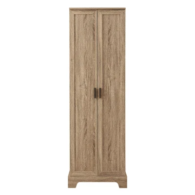 Multi-functional Storage Cabinet with Adjustable and Fixed Shelves, Tall Organizer Cabinet for Bathroom and Office, 23.5'' L x 17'' W x 71'' H, Brown