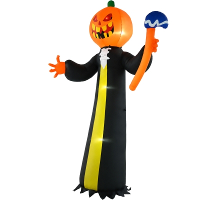 HOMCOM 10ft Inflatable Halloween Pumpkin Ghost with LED Display