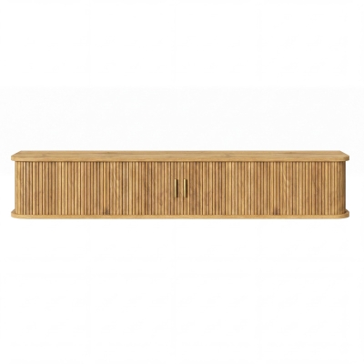 Wall-Mount Floating TV Cabinet with Built-In Cable Management, Sleek Modern Wooden Media Console with Open Shelves, 69'' L x 12'' W x 12'' H, Natural