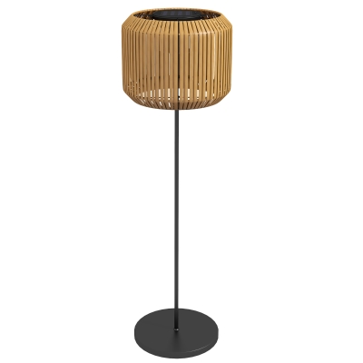 Outsunny Wicker Outdoor Floor Lamp, Cordless Solar Lantern with Auto On/Off LED Lights, IP44 for Patio, Porch, Pathway, Yellow
