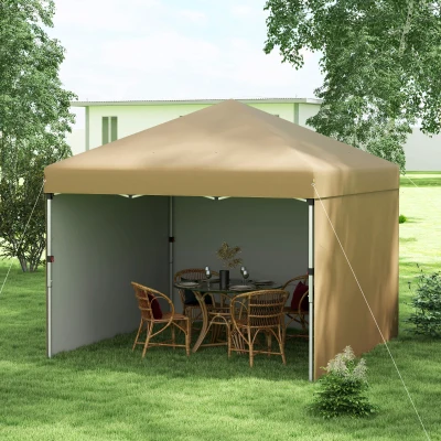 Outsunny 10' x 10' Pop Up Canopy Tent, Adjustable with Sidewalls, Beige