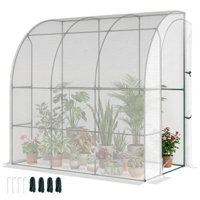 Outsunny 7' x 4' Outdoor Lean-to Greenhouse, White