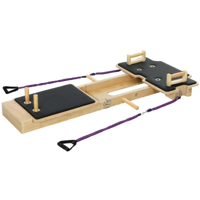 Soozier Foldable Pilates Reformer Machine, Multifunctional Pilates Board with Resistance Bands and Multi-Grips for Home Gym