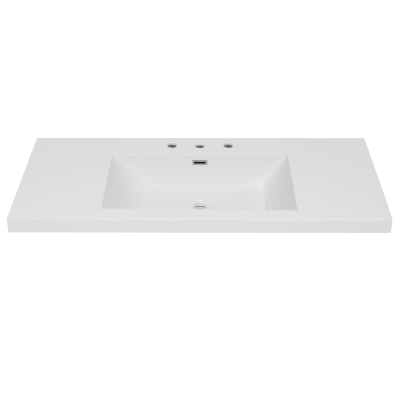 Resin Vanity Top with Integrated Basin, Pre-Drilled Sink Top with Built-In Overflow, 47'' L x 19.5'' W x 7'' H, White
