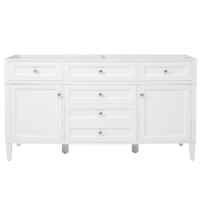 Bathroom Vanity Cabinet with Smooth-Glide Drawers, Freestanding Storage Cabinet with Adjustable Shelves, 58.5'' L x 19'' W x 32'' H, White