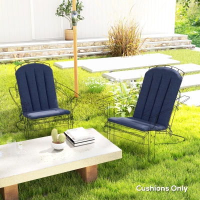Outsunny Set of 2 Patio Chair Cushions, High Back Adirondack Chair Cushion with Ties, High-Density Foam, Navy Blue