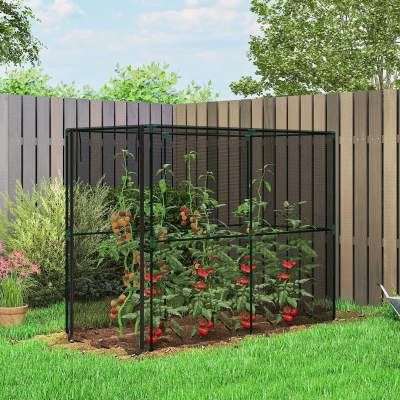 Outsunny Crop Cage, Plant Protection Tent with Zippered Door, Plant Protector from Animals for Vegetables Flowers Fruits, Black