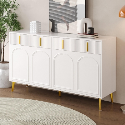 Spacious Sideboard with Adjustable Shelves, Versatile Storage Cabinet for Living and Dining Rooms, 47" L x 15" W x 32.5" H, White