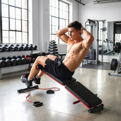 Soozier Foldable Sit Up Bench Core Workout for Home Gym Black