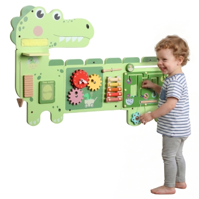 Qaba Wall-Mounted Montessori Sensory Board MDF Dinosaur 87x52cm