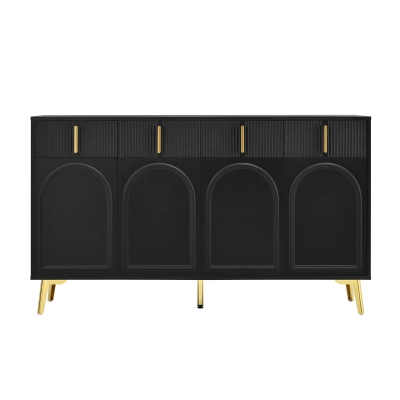 Spacious Sideboard with Adjustable Shelves, Versatile Storage Cabinet for Living and Dining Rooms, 47" L x 15" W x 32.5" H, Black