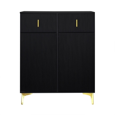 Elegant Sideboard with Push-To-Open Mechanism, Versatile Shoe Cabinet for Hallways and Entryways, 32.5" L x 13.5" W x 39.5" H, Black