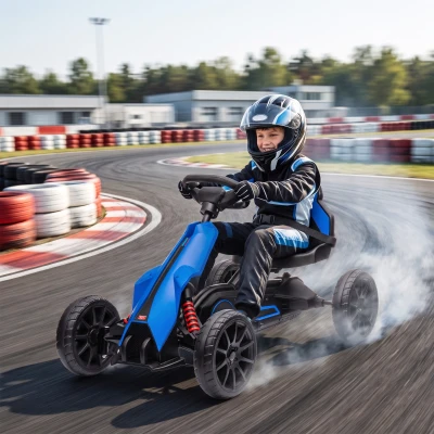 Aosom 12V Kids Electric Go Kart, Adjustable Seat, 2 Speeds, Blue