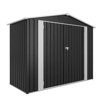 Vented Bike Storage House with Reinforced Roof Beams, Outdoor Metal Storage Shed for Backyard, 93.5'' L x 43.5'' W x 72.5'' H, Black