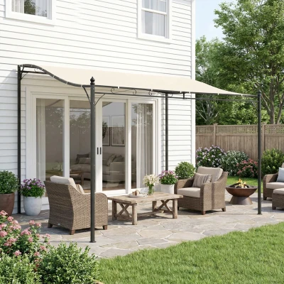 Outsunny 10' x 10' Steel Outdoor Pergola Gazebo, Cream White