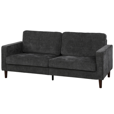 HOMCOM 3 Seater Sofa Upholstered with Padded Cushion Modern Button Tufted Couch with Wood Legs, Dark Grey
