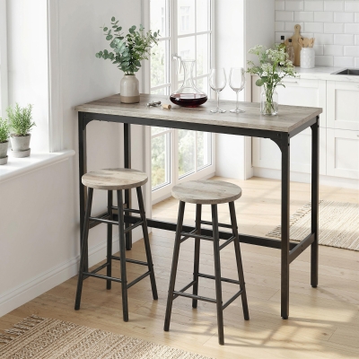 HOMCOM 3-Piece Counter Height Bar Table and Chairs, Dining Table and Chairs Set for 2, Pub Table and Chairs