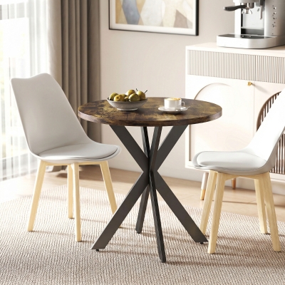 HOMCOM 29" Dining Table, Contemporary Round Kitchen Table with Steel Legs, Rustic Brown