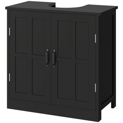 kleankin edestal Under Sink Cabinet, Bathroom Vanity Cabinet Storage with Double Doors and Adjustable Shelf, Black