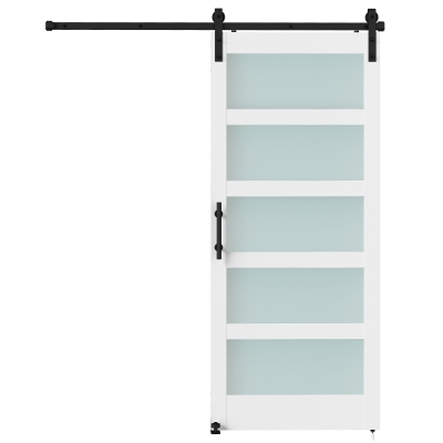 HOMCOM Sliding Door, 36" x 84" Sliding Barn Door with Hardware Kit Included & Handle, PVC Surface, White