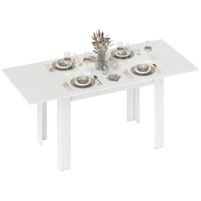 HOMCOM Modern Extendable Dining Table, 55.1 x 31.5 in, for 6-8 People, Expandable Dining Table for Kitchen, White