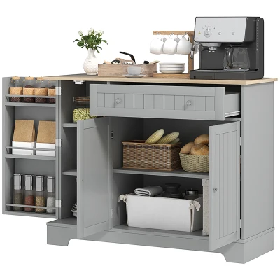 HOMCOM Modern Sideboard Cabinet, 41" Kitchen Buffet Cabinet with Drawer, Adjustable Shelf, 3 Doors for Dining Room, Grey