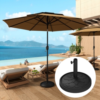 Outsunny Round Patio Umbrella Base, 26 lbs Resin Umbrella Stand Base, Heavy Duty Patio Umbrella Holder, Black