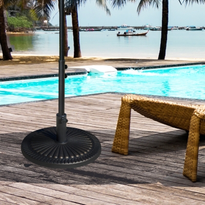 Outsunny Round Umbrella Base Φ19.1", 31.5 lbs Resin Stand with Decorative Design for Poles 1.5"/1.9", Bronze