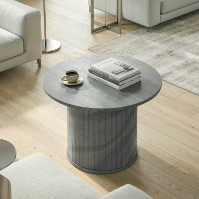 HOMCOM Round Coffee Table, 24" Center Table, Cement Grey