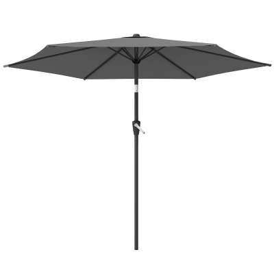 Outsunny 9FT Patio Umbrella, Outdoor Table Patio Umbrellith Tilt, Crank, 6 Ribs, UV Protection for Garden, Lawn, Deck, Backyard