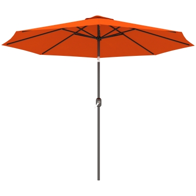 Outsunny 10' x 8' Round Market Umbrella, Patio Umbrella with Crank Handle and Tilt, Outdoor Parasol for Garden, Orange