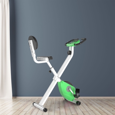 Soozier Foldable Indoor Stationary Bike with 8 Levels of Magnetic Resistance, Exercise Bike for Cardio Workout, Green