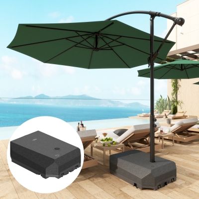 Outsunny Umbrella Base Plastic Umbrella Stand for Cantilever Umbrella with Wheels, Heavy Duty Umbrella Stand, Water/Sand Filled
