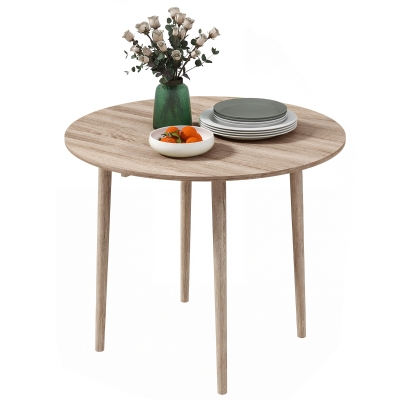 HOMCOM Folding Round Drop Leaf Dining Table, Wood Legs, Oak