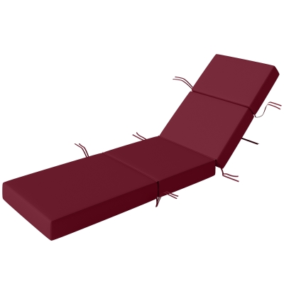 Outsunny 4" Thick Outdoor Chaise Lounge Cushion with Ties, Red