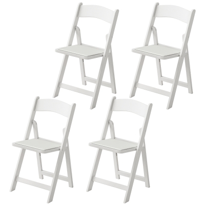 HOMCOM 4 Pack Folding Chairs, Foldable Resin Chair with Padded Seat, Portable Indoor Outdoor Seat for Office Events Dining