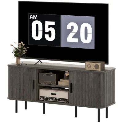 HOMCOM TV Stand Cabinet for TVs up to 55 Inches, TV Unit with Storage Shelves and Cabinets for Living Room, Grey
