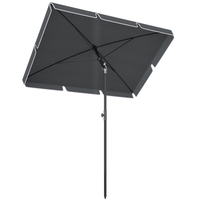 Outsunny 6.5x4ft Rectangle Patio Umbrella Aluminum Tilt Adjustable Garden Parasol Sun Shade Outdoor Canopy Grey