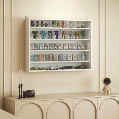 HOMCOM 5-storey Display Cabinet, Shot Glass Display Case, Glass Curio Cabinet with 2 Glass Doors and 4 Adjustable Shelves, White