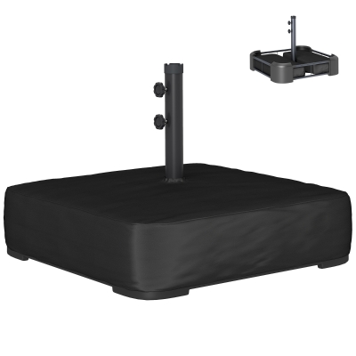 Outsunny Garden Parasol Base 176 lbs Sand Filled Heavy Duty Stand for Cantilever Umbrellas and 1.89" Poles Black