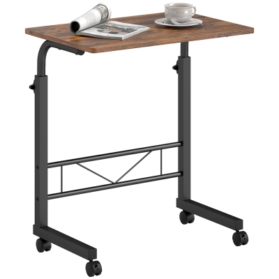 HOMCOM Mobile Standing Desk with Adjustable Height, 23.5 inch Stand Up Desk with Wheels, Rustic Brown