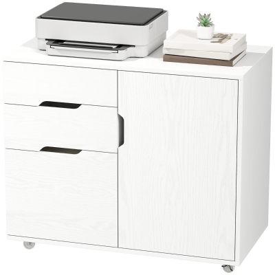 HOMCOM Filing Cabinet with File Drawer File Cabinet with Adjustable Shelf and 3 Drawers White